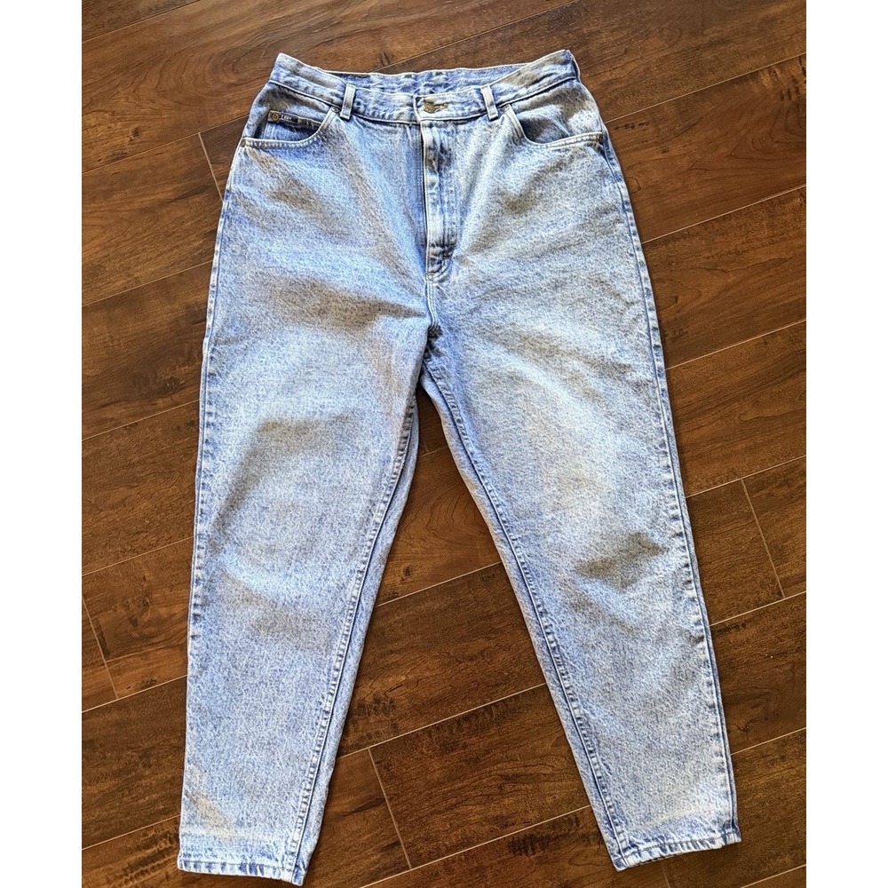 Lee Jeans Women's 16 Medium (Fits 12) Vintage Acid Wash High Rise Mom Jeans